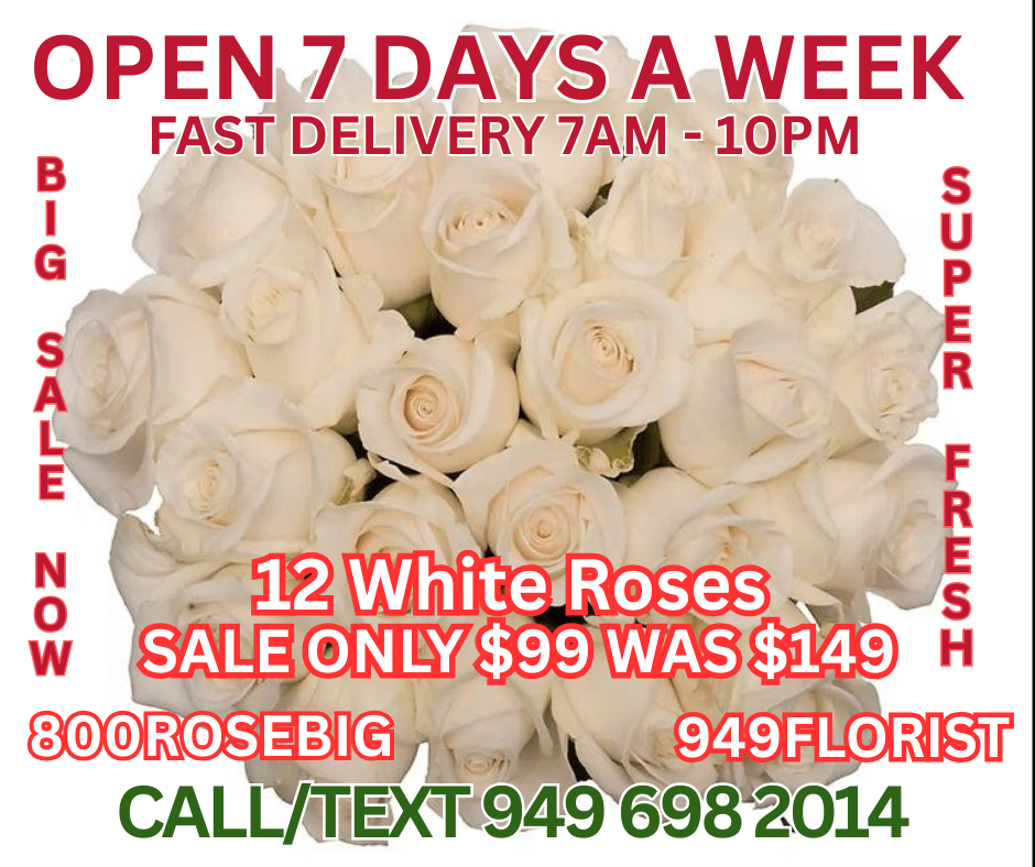 12 SALE White roses 800rosebig Newport Beach florist