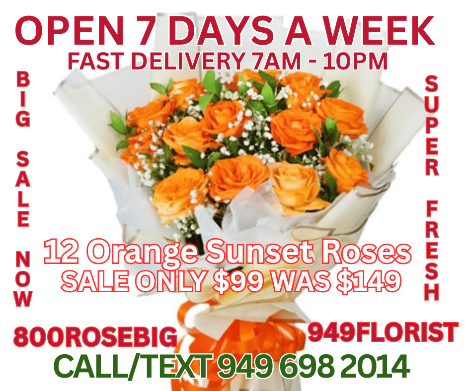12 sale orange sunset roses 800rosebig Newport Beach florist