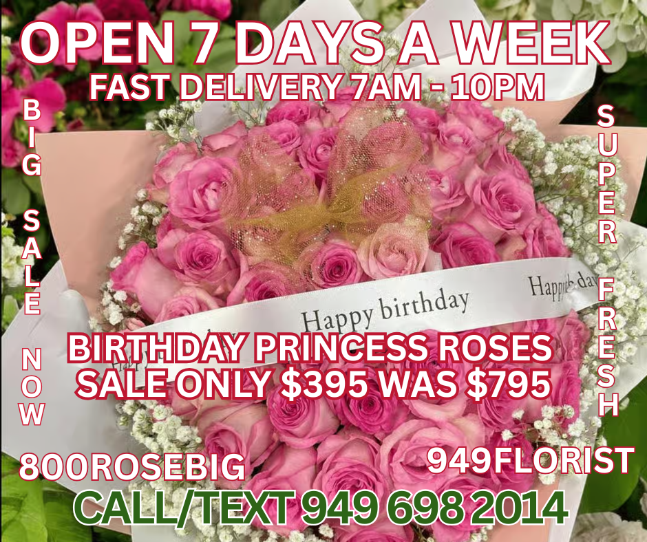 birthday princess roses Bouquet Florist NEWPORT BEACH
